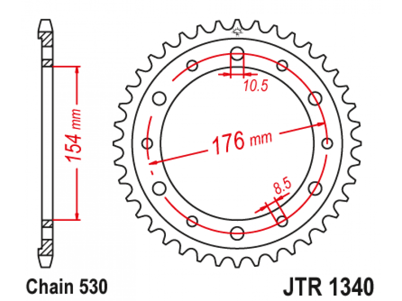 Pinion JT (spate) JTR1340 43 dinti - VFR 750FL/FM'90-/VFR800 Pinion JT (spate) JTR1340 43 dinti - VFR 750FL/FM'90-/VFR800