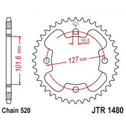 Pinion JT (spate) JTR1480 38 dinti - Polaris Predator/Outlaw Pinion JT (spate) JTR1480 38 dinti - Polaris Predator/Outlaw