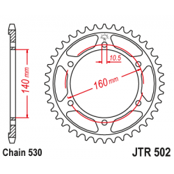 Pinion JT (spate) JTR502 49 dinti - GPZ750R '85-/GPZ900R '84- Pinion JT (spate) JTR502 49 dinti - GPZ750R '85-/GPZ900R '84-