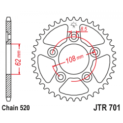 Pinion JT (spate) JTR701 41 dinti - Cagiva Mito125/SuperCity125 Pinion JT (spate) JTR701 41 dinti - Cagiva Mito125/SuperCity125