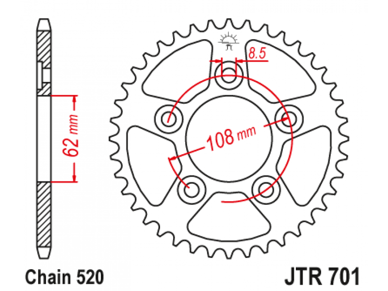 Pinion JT (spate) JTR701 43 dinti - Cagiva Raptor 125 '04- Pinion JT (spate) JTR701 43 dinti - Cagiva Raptor 125 '04-