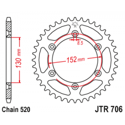 Pinion JT (spate) JTR706 48 dinti - Aprilia RXV4.5/5.5 Pinion JT (spate) JTR706 48 dinti - Aprilia RXV4.5/5.5