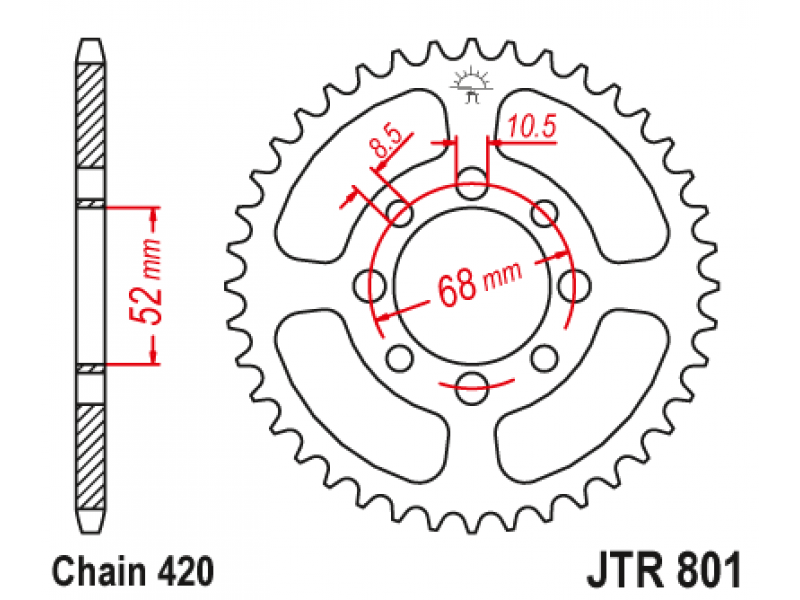 Pinion JT (spate) JTR801 38 dinti - RV 50 orig. Pinion JT (spate) JTR801 38 dinti - RV 50 orig.