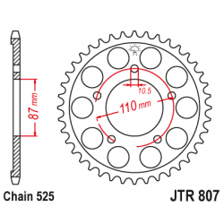 Pinion JT (spate) JTR807 48 dinti - 650 Bandit'07- / GSX650F'08- Pinion JT (spate) JTR807 48 dinti - 650 Bandit'07- / GSX650F'08-