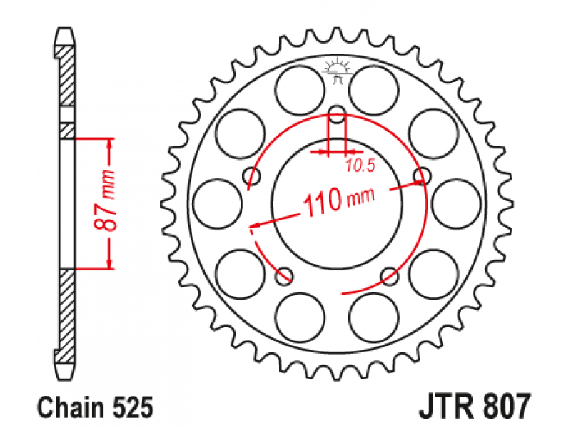 Pinion JT (spate) JTR807 48 dinti - 650 Bandit'07- / GSX650F'08- Pinion JT (spate) JTR807 48 dinti - 650 Bandit'07- / GSX650F'08-