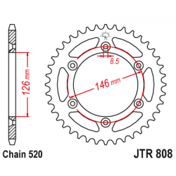 Pinion JT MX (spate) JTR808 50 dinti - Suzuki RM / RM-Z / RMX Pinion JT MX (spate) JTR808 50 dinti - Suzuki RM / RM-Z / RMX