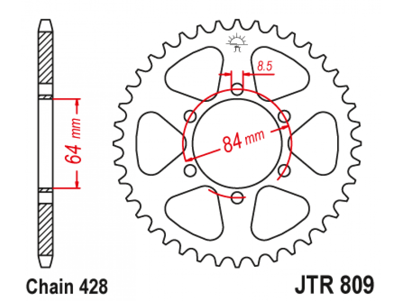 Pinion JT (spate) JTR809 53 dinti - DR125 Pinion JT (spate) JTR809 53 dinti - DR125