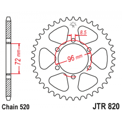 Pinion JT (spate) JTR820 42 dinti - DR250S'82-87/SP370/400 Pinion JT (spate) JTR820 42 dinti - DR250S'82-87/SP370/400