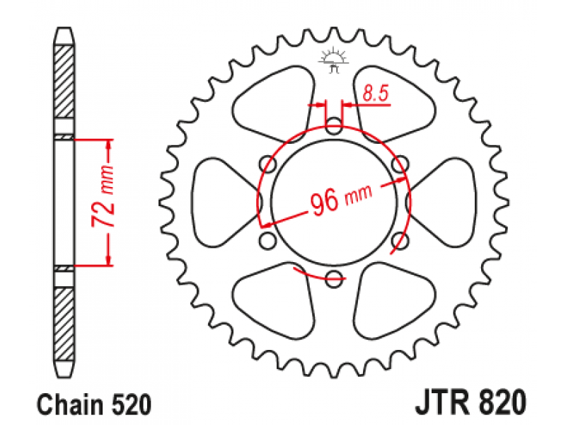 Pinion JT (spate) JTR820 42 dinti - DR250S'82-87/SP370/400 Pinion JT (spate) JTR820 42 dinti - DR250S'82-87/SP370/400