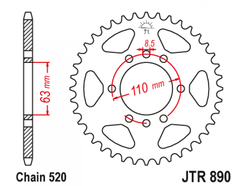 Pinion JT (spate) JTR890 45 dinti - KTM Duke 125'14- / Duke 390
