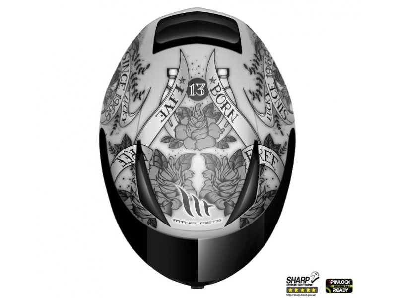 Casca integrala motociclete MT Revenge Skull & Rose gri/negru mat