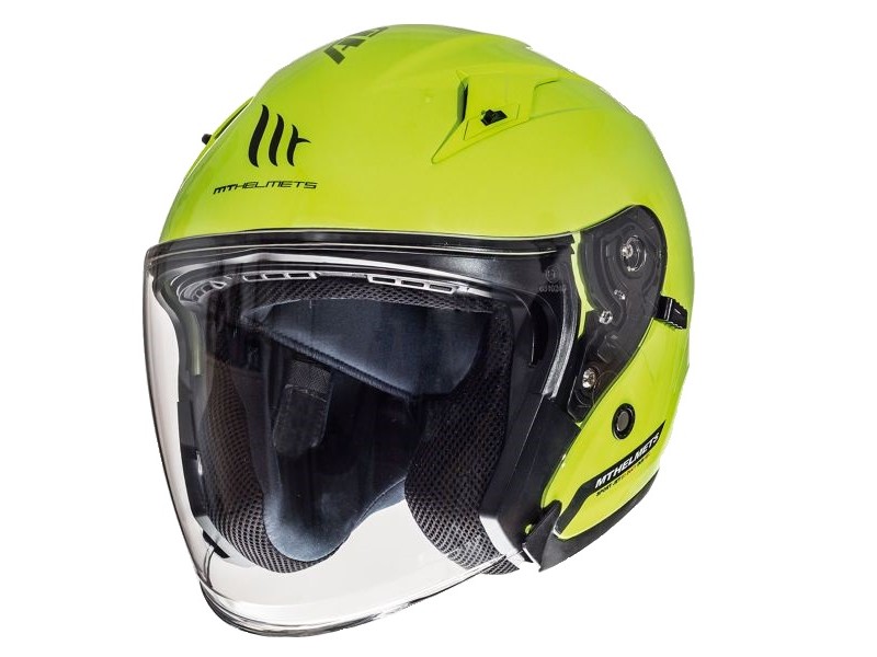 Casca open face motociclete MT Avenue SV galben fluor lucios (ochelari soare integrati)