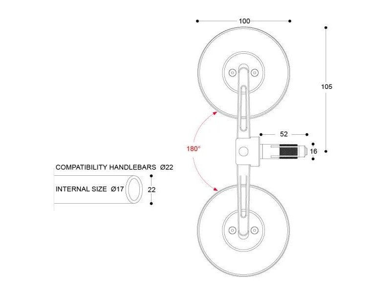 Oglinzi capat de ghidon BARRACUDA SKIN-S BAR END B-LUX