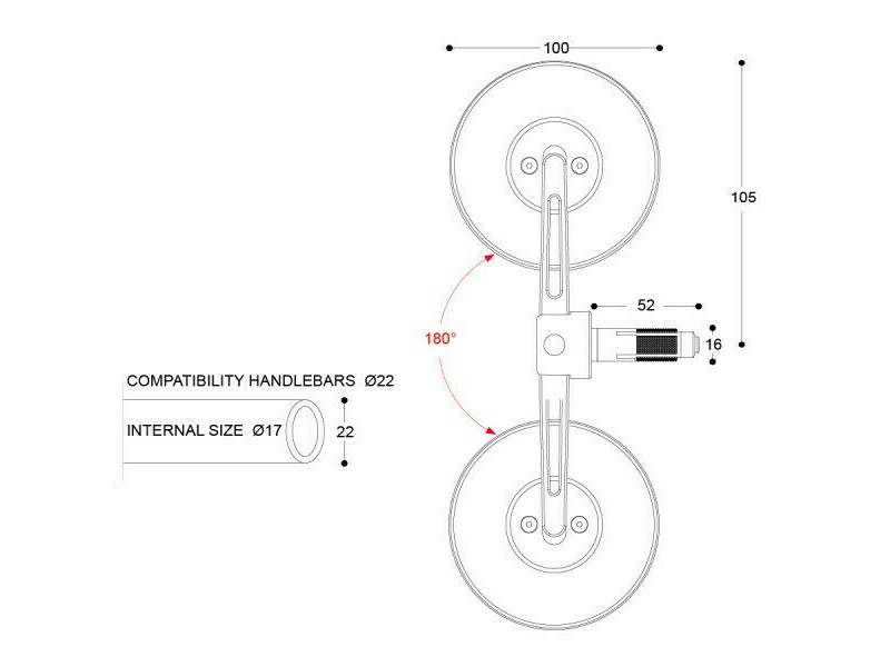 Oglinzi capat de ghidon BARRACUDA SKIN-S BAR END B-LUX Oglinzi capat de ghidon BARRACUDA SKIN-S BAR END B-LUX