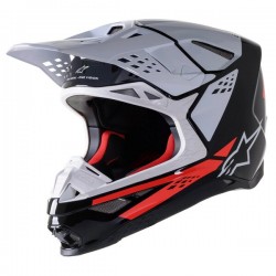 Casca cross-enduro Alpinestars Supertech S-M8 FACTORY Negru/Alb/Rosu fluo