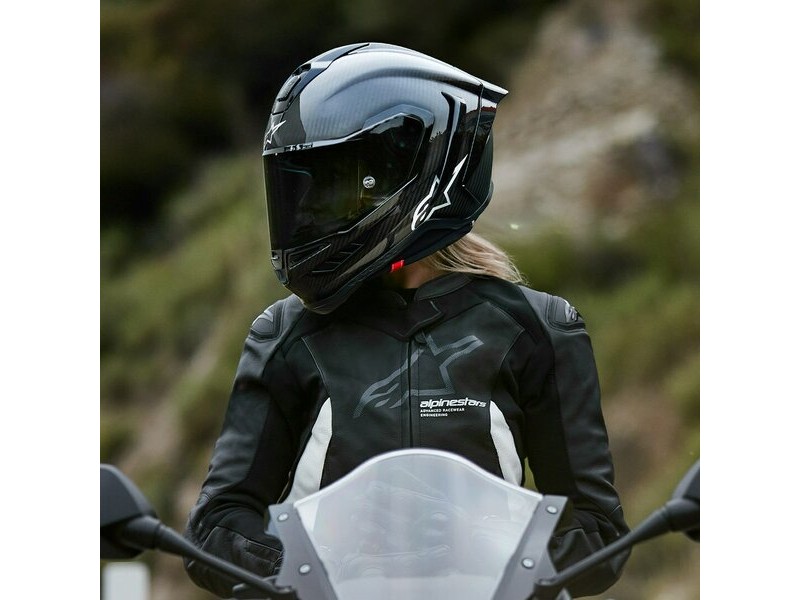 Casca integrala sport ALPINESTARS SUPERTECH R10 CARBON SOLID Alb Lucios/Negru Mat