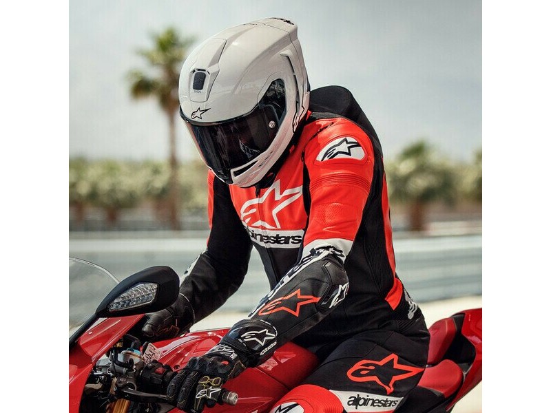 Casca integrala sport ALPINESTARS SUPERTECH R10 CARBON SOLID Alb Lucios/Negru Mat