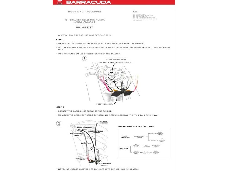 Kit rezistente pentru semnalizari LED HONDA CB1000R (2008–2016) - BARRACUDA Kit rezistente pentru semnalizari LED HONDA CB1000R (2008–2016) - BARRACUDA