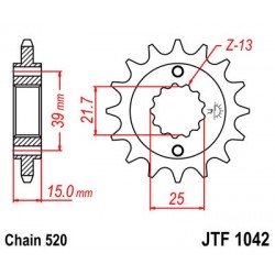 Pinion fata JT JTF 1042-15 15T, 520 Pinion fata JT JTF 1042-15 15T, 520
