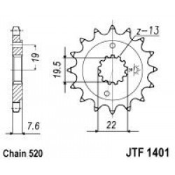 Pinion fata JT JTF 1401-16 16T, 520 Pinion fata JT JTF 1401-16 16T, 520