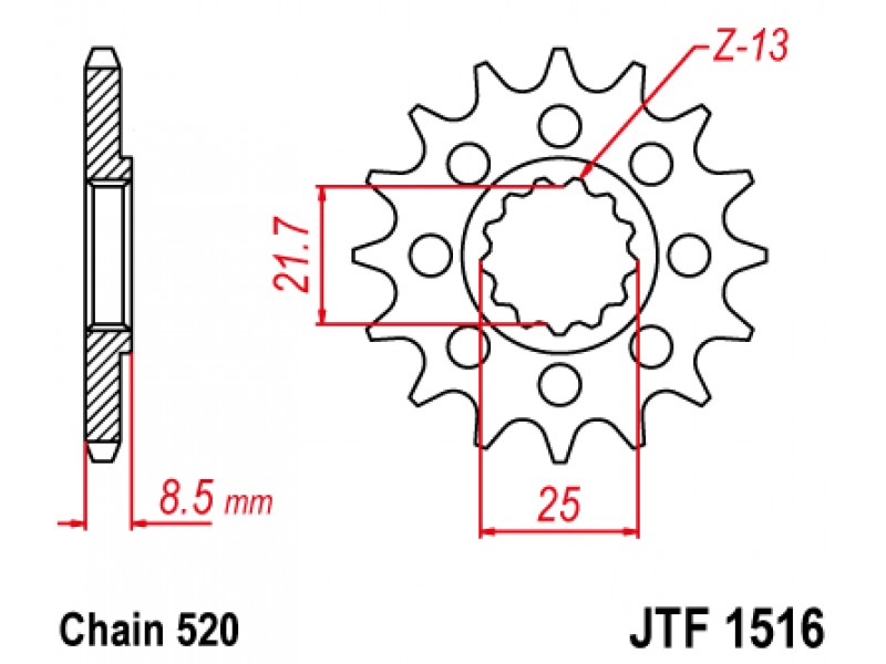 Pinion fata JT JTF 1516-14 14T, 520 Pinion fata JT JTF 1516-14 14T, 520