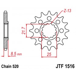 Pinion fata JT JTF 1516-17 17T, 520 Pinion fata JT JTF 1516-17 17T, 520