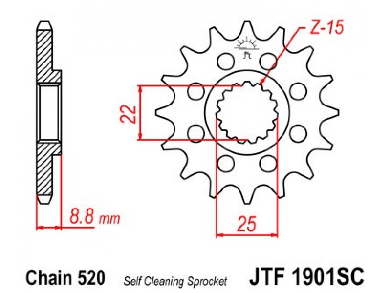 Pinion fata JT JTF 1901-16SC 16T, 520 Self Cleaning Lightweight Pinion fata JT JTF 1901-16SC 16T, 520 Self Cleaning Lightweight