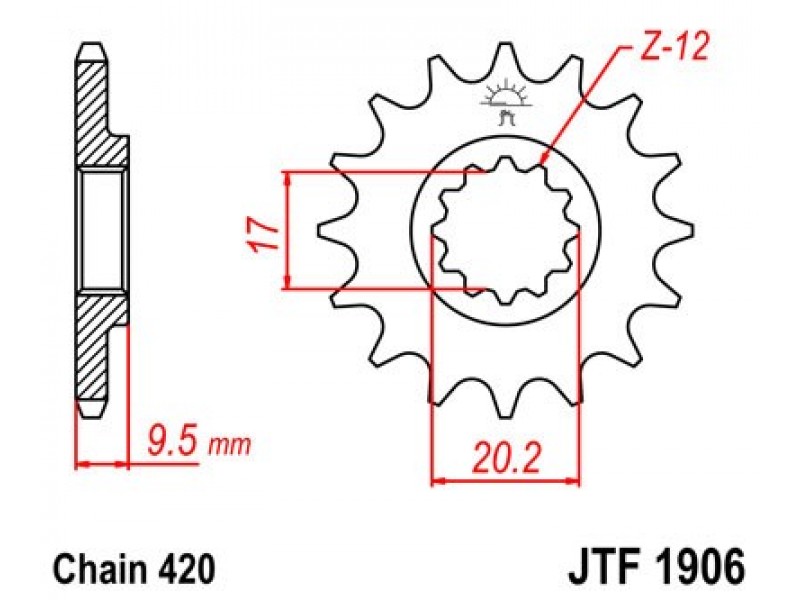 Pinion fata JT JTF 1906-15 15T, 420 Pinion fata JT JTF 1906-15 15T, 420