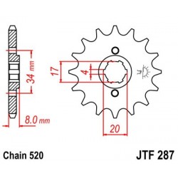 Pinion fata JT JTF 287-15 15T, 520 Pinion fata JT JTF 287-15 15T, 520