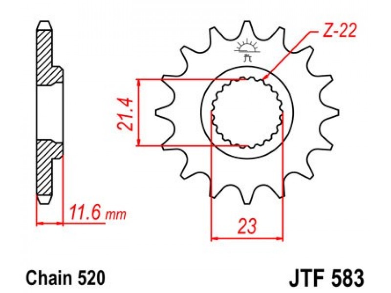 Pinion fata JT JTF 583-15 15T, 520
