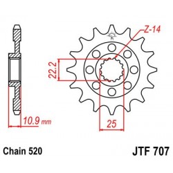 Pinion fata JT JTF 707-17 17T, 520 Pinion fata JT JTF 707-17 17T, 520