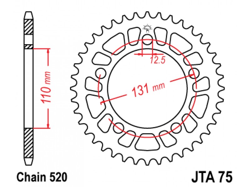 Foaie spate ALU JT JTA 75-41 41T, 520 Foaie spate ALU JT JTA 75-41 41T, 520
