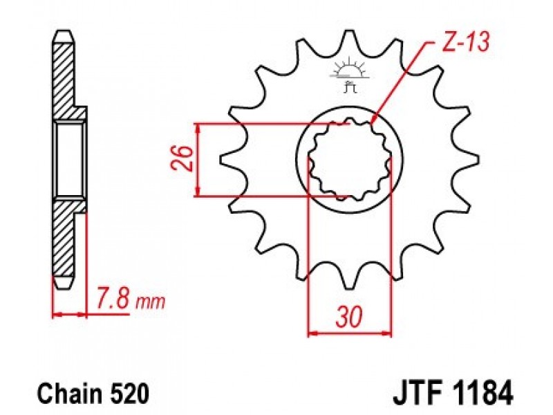 Pinion fata JT JTF 1184-18 18T, 520 Pinion fata JT JTF 1184-18 18T, 520