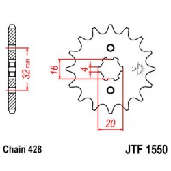 Pinion fata JT JTF 1550-15 15T, 428 Pinion fata JT JTF 1550-15 15T, 428