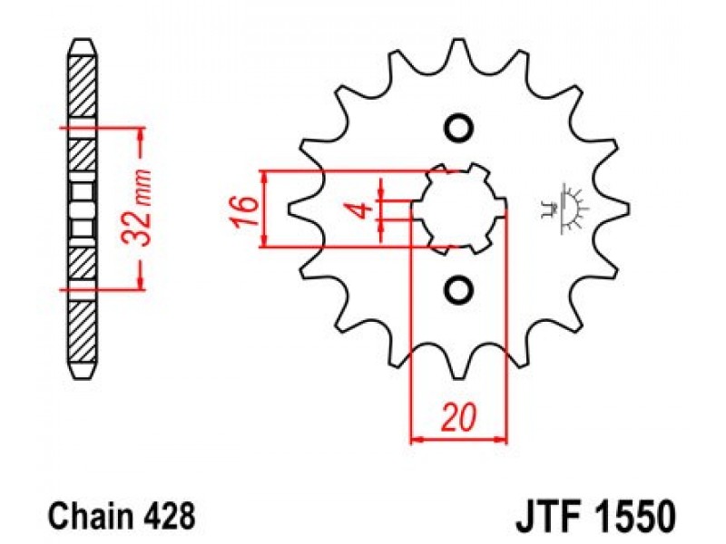 Pinion fata JT JTF 1550-15 15T, 428 Pinion fata JT JTF 1550-15 15T, 428