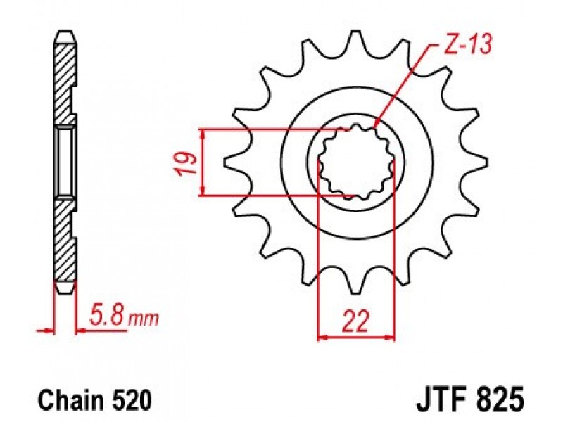 Pinion fata JT JTF 825-13 13T, 520 Pinion fata JT JTF 825-13 13T, 520