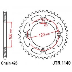Foaie spate JT JTR 1140-54 54T, 428 Foaie spate JT JTR 1140-54 54T, 428