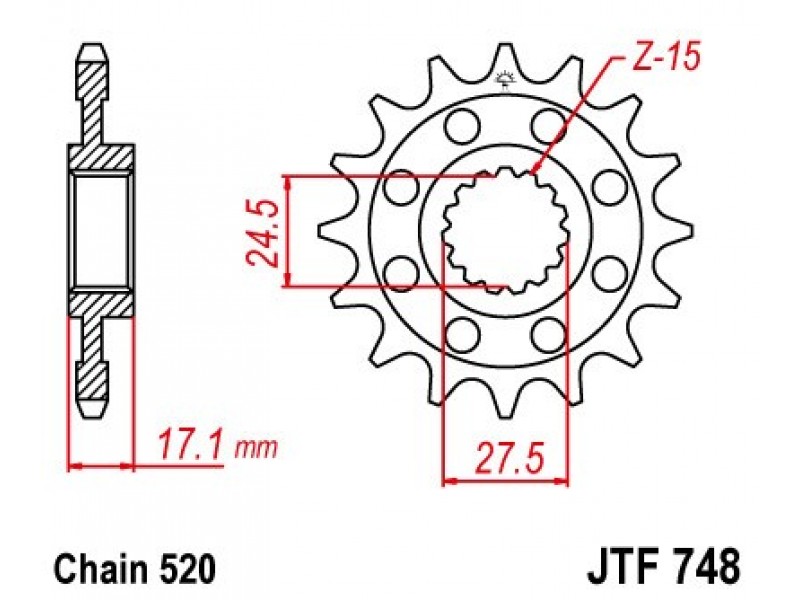 Pinion fata JT JTF 748-14 14T, 520 Pinion fata JT JTF 748-14 14T, 520