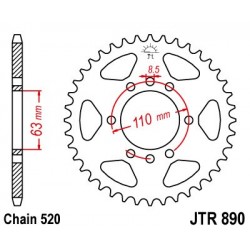 Foaie spate JT JTR 890-42ZBK 42T, 520 Black zinc Foaie spate JT JTR 890-42ZBK 42T, 520 Black zinc