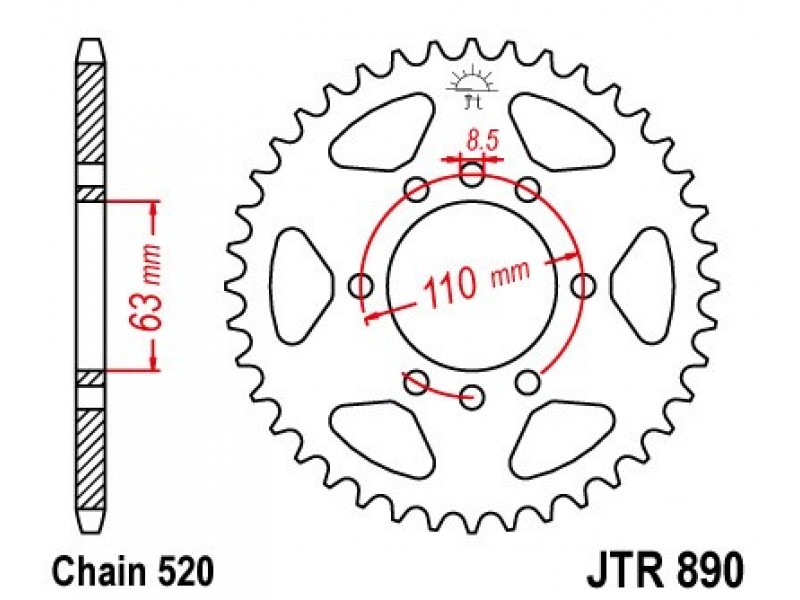 Foaie spate JT JTR 890-45ZBK 45T, 520 Black zinc