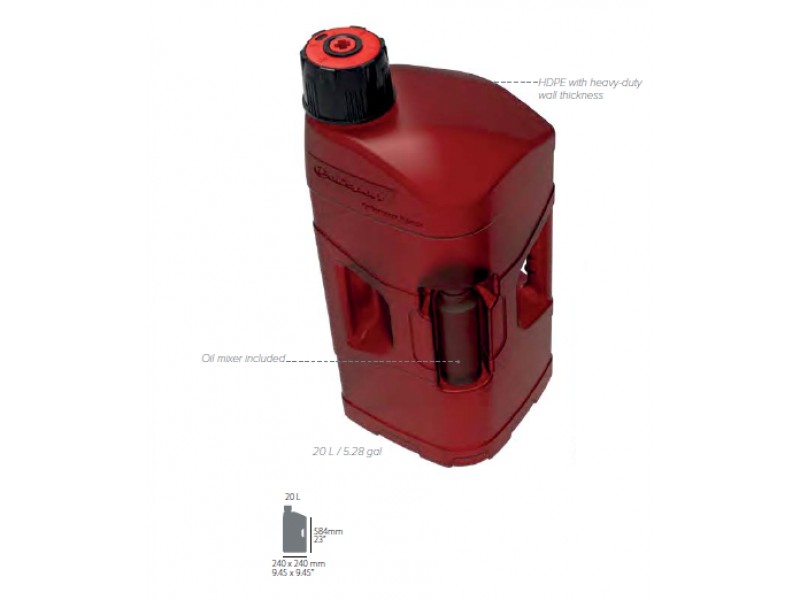 Utility can POLISPORT PROOCTANE 8460000001 20 l with standard cap + 250 ml mixer + hose clear red