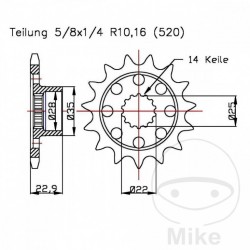 Pinion fata JMT 16T, 520 Pinion fata JMT 16T, 520