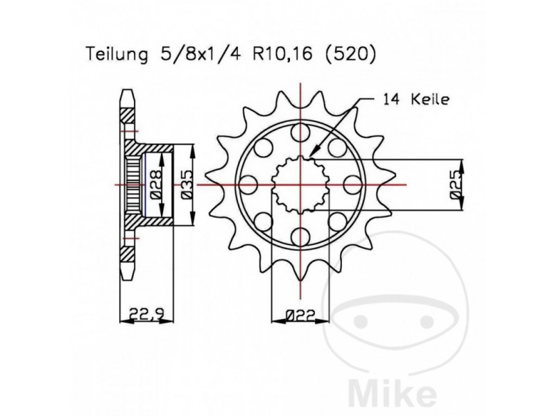 Pinion fata JMT 16T, 520 Pinion fata JMT 16T, 520