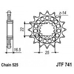 Pinion fata JT JTF 741-14 14T, 525 Pinion fata JT JTF 741-14 14T, 525