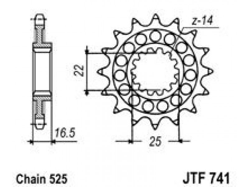 Pinion fata JT JTF 741-14 14T, 525
