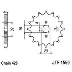 Pinion fata JT JTF 1550-14 14T, 428 Pinion fata JT JTF 1550-14 14T, 428