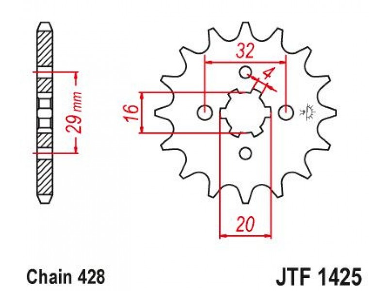 Pinion fata JT JTF 1425-13 13T, 428 Pinion fata JT JTF 1425-13 13T, 428