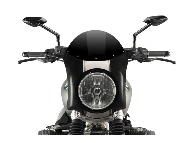 Windshield PUIG SEMI-FAIRING 9254N carbon look Negru