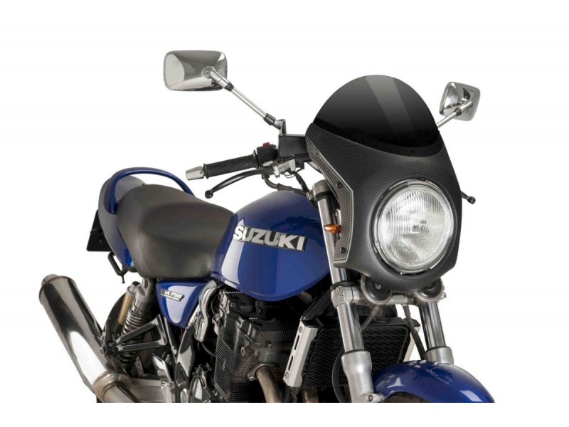 Windshield universal PUIG SEMI-FAIRING 9515N carbon look Negru
