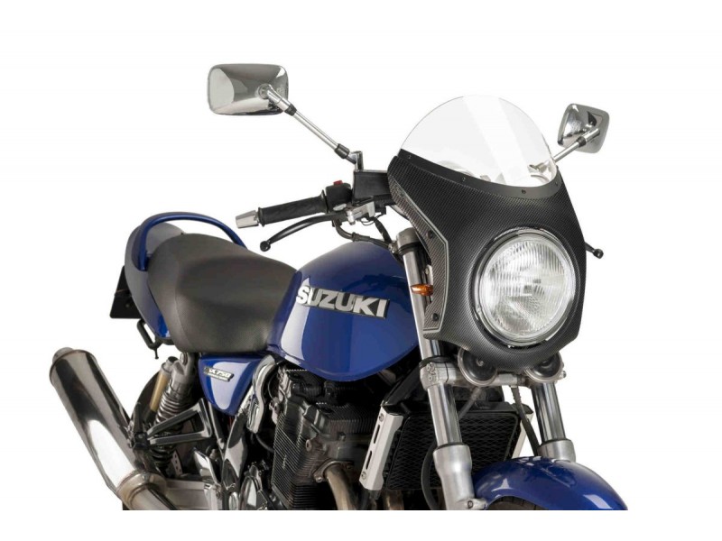Windshield universal PUIG SEMI-FAIRING 9515W carbon look transparent